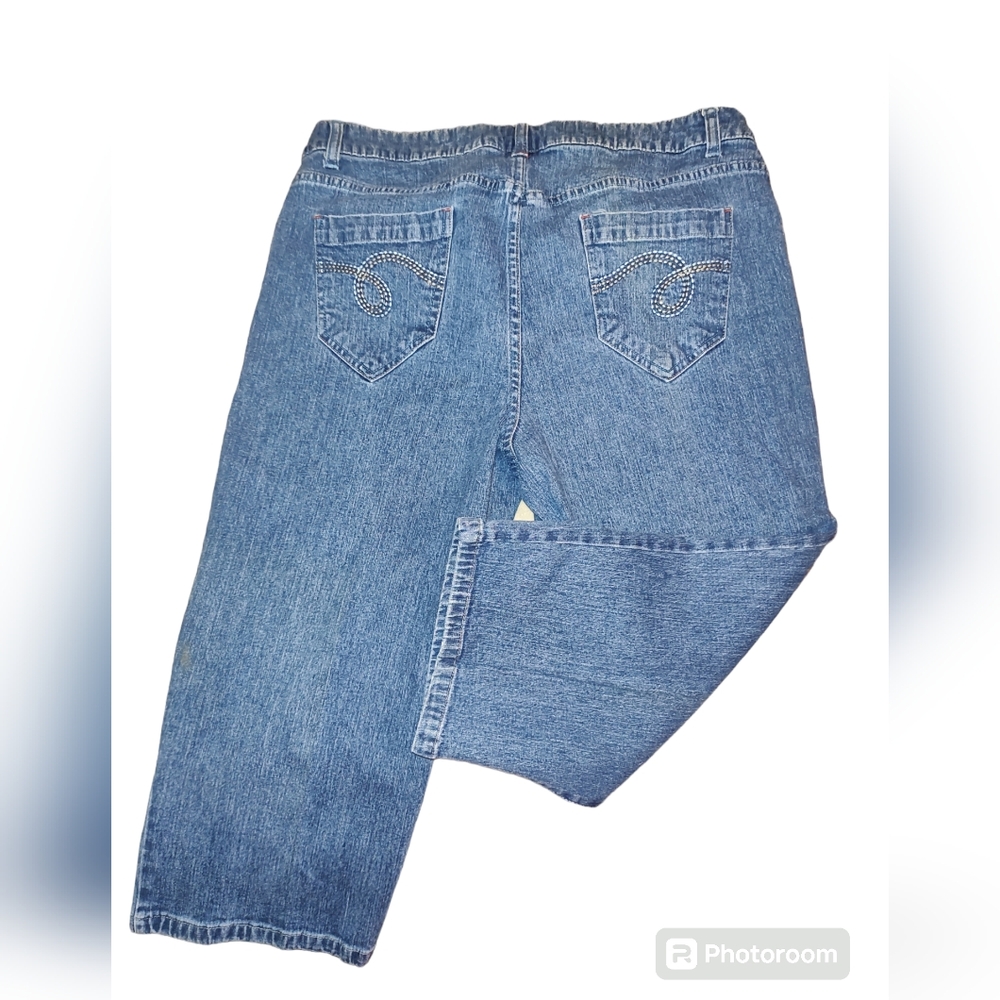 Smith's Women's Dungarees Crop Denim Blue Jeans Size 14